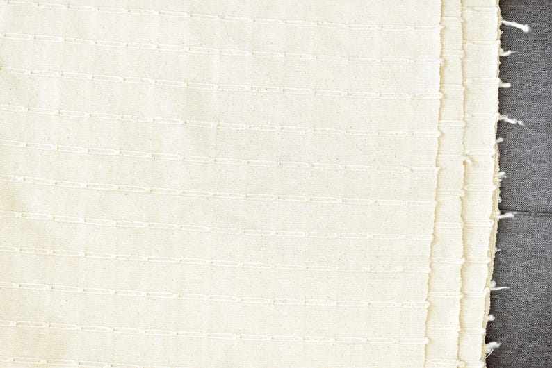 Geometric Thai Woven Cotton Fabric, Beige Upholstery Material image 13