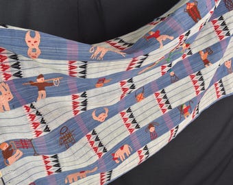 特別なティールグリーンの物語キルト、ナガ族の織物、エスニック刺繍