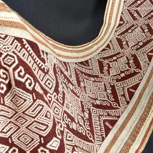 Wonderful tribal home decor, boho fabric natural color ethnic tapestry, Sumba Pahikung organic dye handwoven cotton textile runner EW27