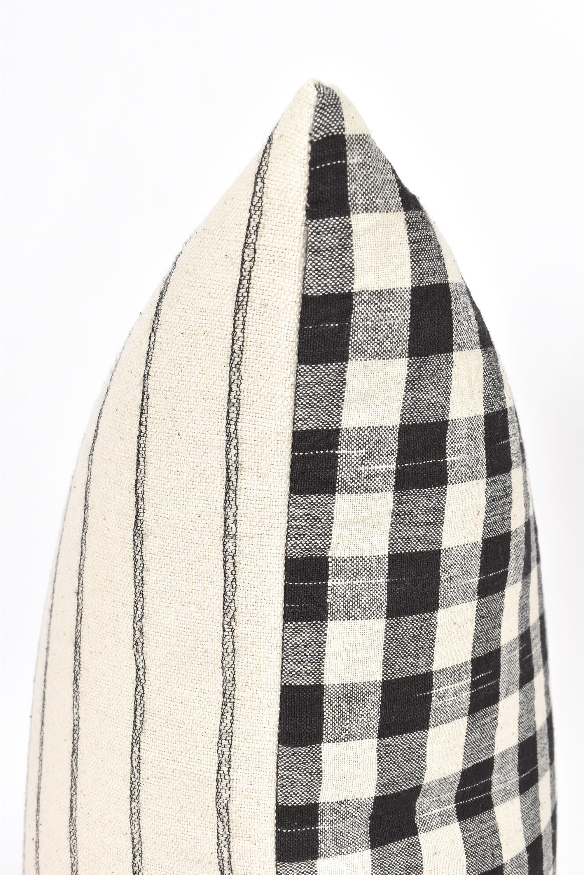 Handwoven Gingham Throw Pillow Cover Black & White Gingham Etsy UK