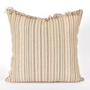 Modern Farmhouse Decor Throw Pillow, 22 inch, Hmong Handwoven, Fringed Edge, Organic, VV96
