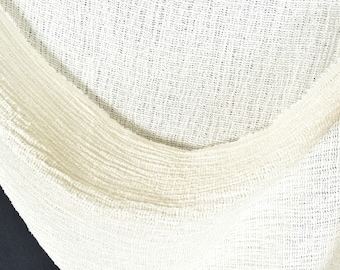 Unbleached stretchy cotton, Neutral off-white textured fabric, funky loose weave crochet effect, Fabric by the yard, PHA52