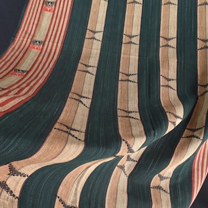 Green tan red tribal home decor ethnic Naga blanket geometric neutral handwoven cotton throw boho Thailand Burma India blanket PM594