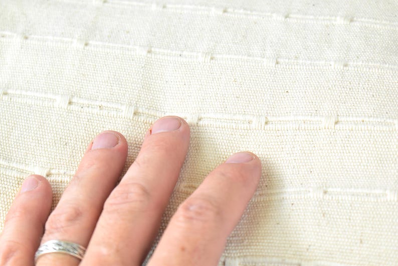 Geometric Thai Woven Cotton Fabric, Beige Upholstery Material image 15
