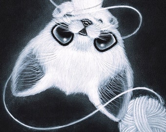 Cat Art Print Astral Ghost