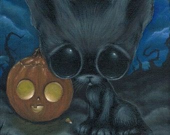 Halloween Black Cat Art Print