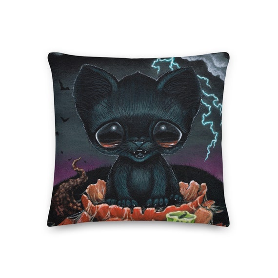 halloween black cat pillow