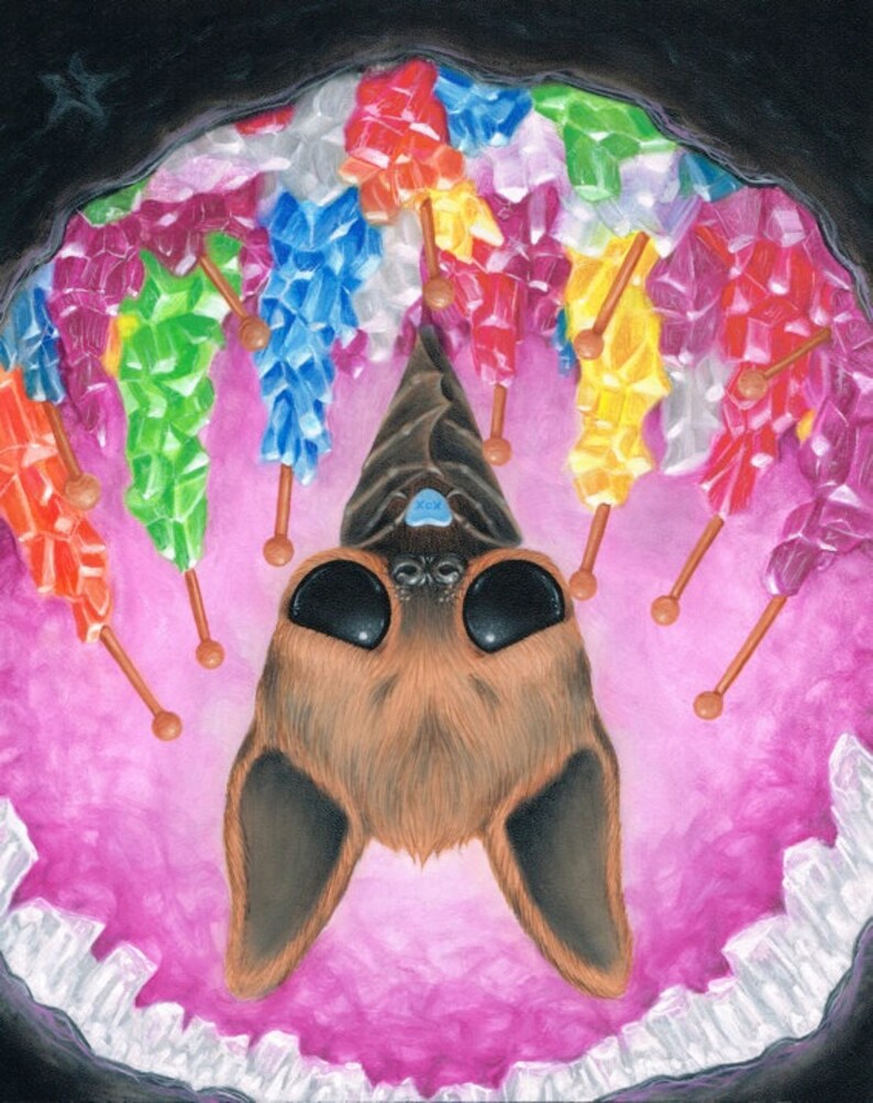 Sugar Fueled Flying Fox Bat Bats Rock Candy Cave Animal Pop Etsy