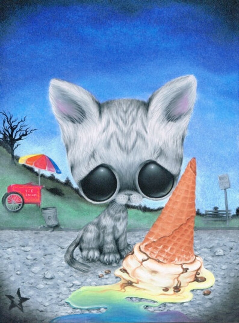 Sugar Fueled Cat Ice Cream Pity Kitty Kitten Animal Pop | Etsy