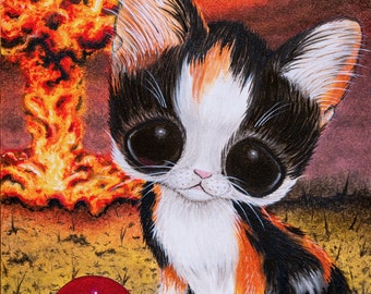 Calico Cat Art Print Atomic Bomb