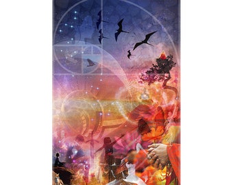 Unity - Impression d'art collage 13 x 19", art mural d'inspiration éthérée, mystique et visionnaire