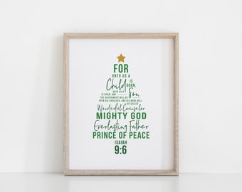 PRINTABLE - Isaiah 9:6 - For Unto Us a Child is Born - Green Gold Tree