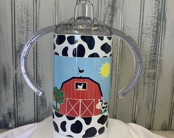 Farm Life Sippy Cup-Barn with Farm Animals-12 ounce Sippy Cup