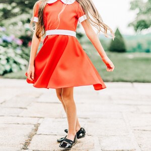 Annie Dress red girls dress with peter pan collar, Holiday dress image 3