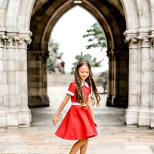 Annie Dress red girls dress with peter pan collar, Holiday dress image 4