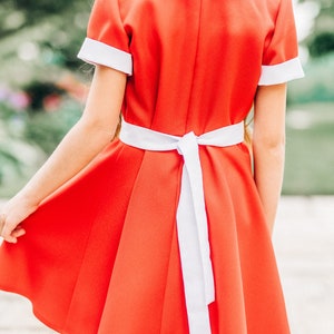 Annie Dress red girls dress with peter pan collar, Holiday dress image 2