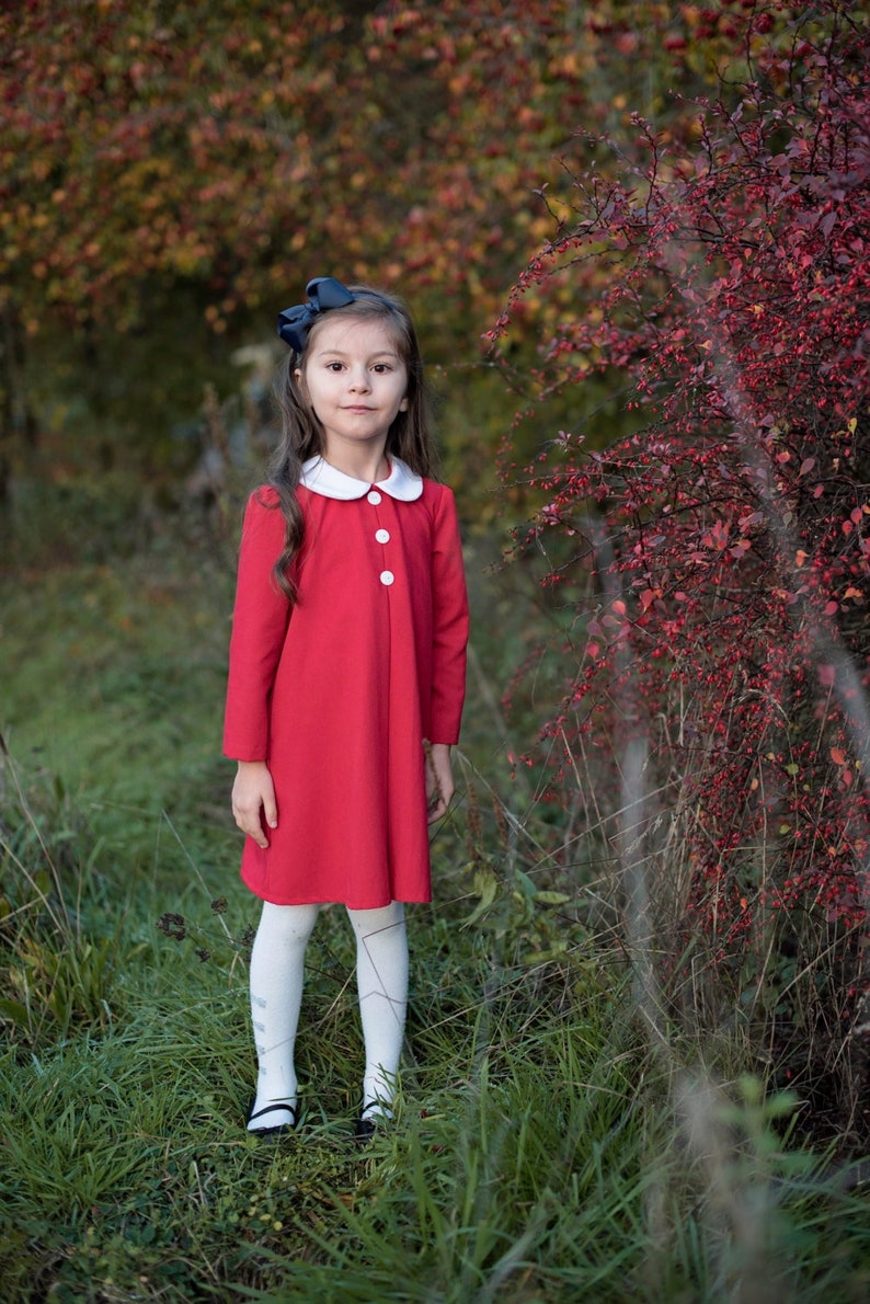 Christmas Madeline dress in red or blue 