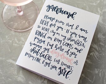 Funny Sympathy/ Thinking of you card/ Girlfriend card, thinking of you card, I'm so sorry card