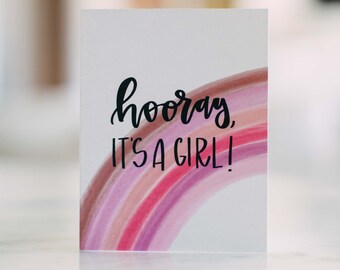 Congratulations Card Baby / It’s a Girl Card / Baby Shower Card / Cute Baby Girl