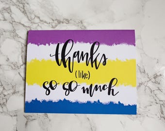 Thank you greeting card, hand lettered greeting card, rainbow greeting card