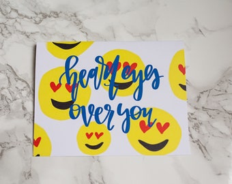 heart eyes over you greeting card, romantic greeting card, flirty greeting card, funny adult greeting card, romantic greeting card
