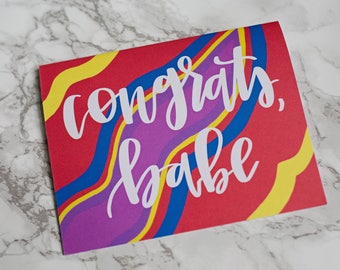 Congratulations greeting card, congrats card, congrats stationary, congratulatory stationary, congrats babe card, greeting card