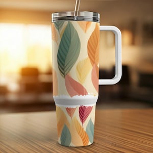 Autumn Leaves 40oz Tumbler with Handle and Straw Colorful Leaf Design  Fall Decor Tumbler Travel Mug Gifts for Her Can Be Personalized