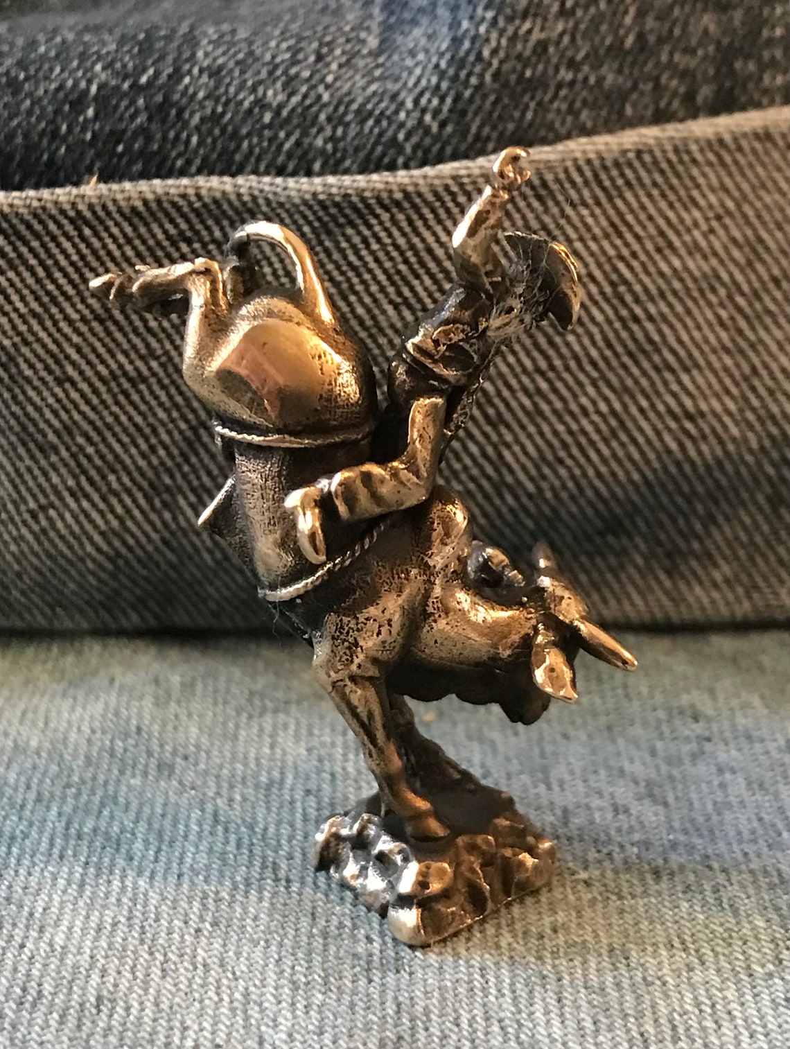 Solid Bronze Bull Rider Statue - Miniature - Etsy
