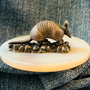 Bronze Armadillo Statue on Geode - Miniature