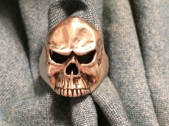 Vintage G&S Silver Skull Ring- Sz13 - Etsy