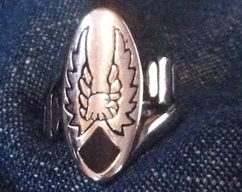Silver Biker Eagle w HD Shields Lady's Ring