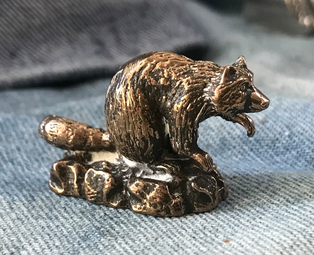 Mini Racoon Figures Bronze Racoon Statue - Miniature - Etsy