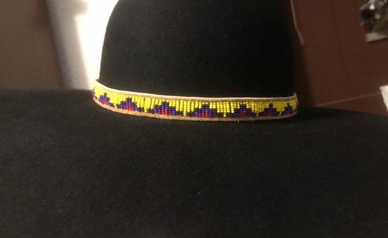 Blue Red Yellow Beaded Hatband Purple