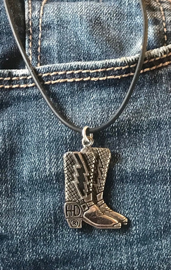 Silver Harley Davidson Boot Necklace - Etsy