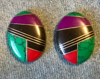 2 - Turquoise /Sugilite/ Coral Inlay Cabachons