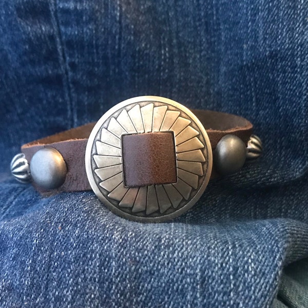 Concho and Leather Bracelet