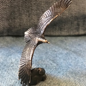 Solid Bronze Soaring Eagle Statue - Miniature