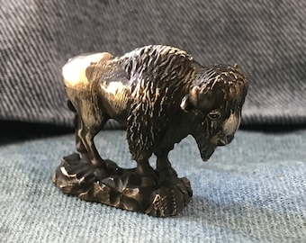 Bronze Buffalo Statue - Miniature