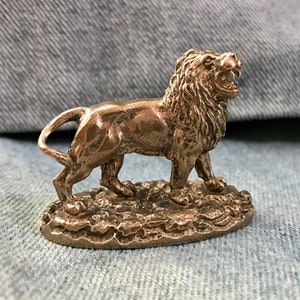Solid Bronze Lion Statue - Miniature