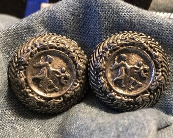 Set of 4 Pewter Victorian Child w Cupid Buttons