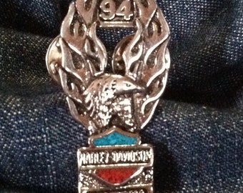 Silver Harley Davidson Eagle & Bar/ Shield Pin '94