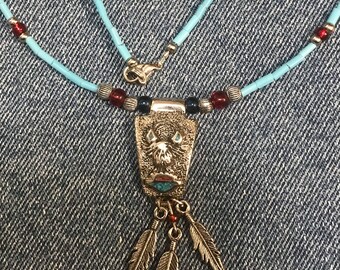 Silver Harley Eagle / Shield Watchband Pendant Necklace