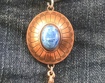 Copper Denim Lapis Pendant Necklace