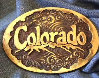 Vintage Bronze Colorado Belt Buckle