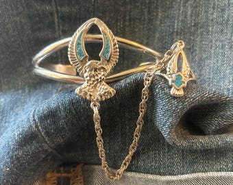 Silver Eagle & HD Ring Slave Bracelet- size9