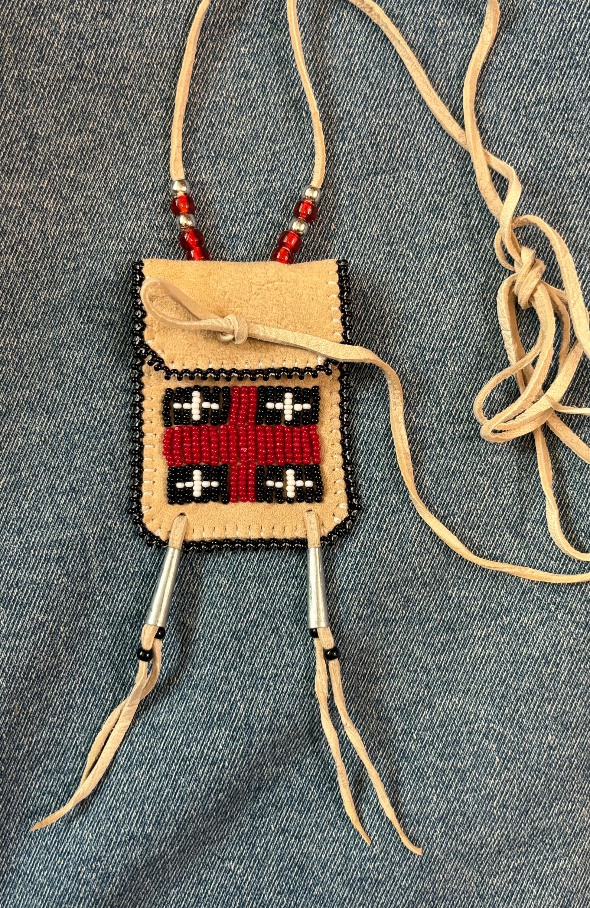 Beaded Deerskin Leather Medicine Bag