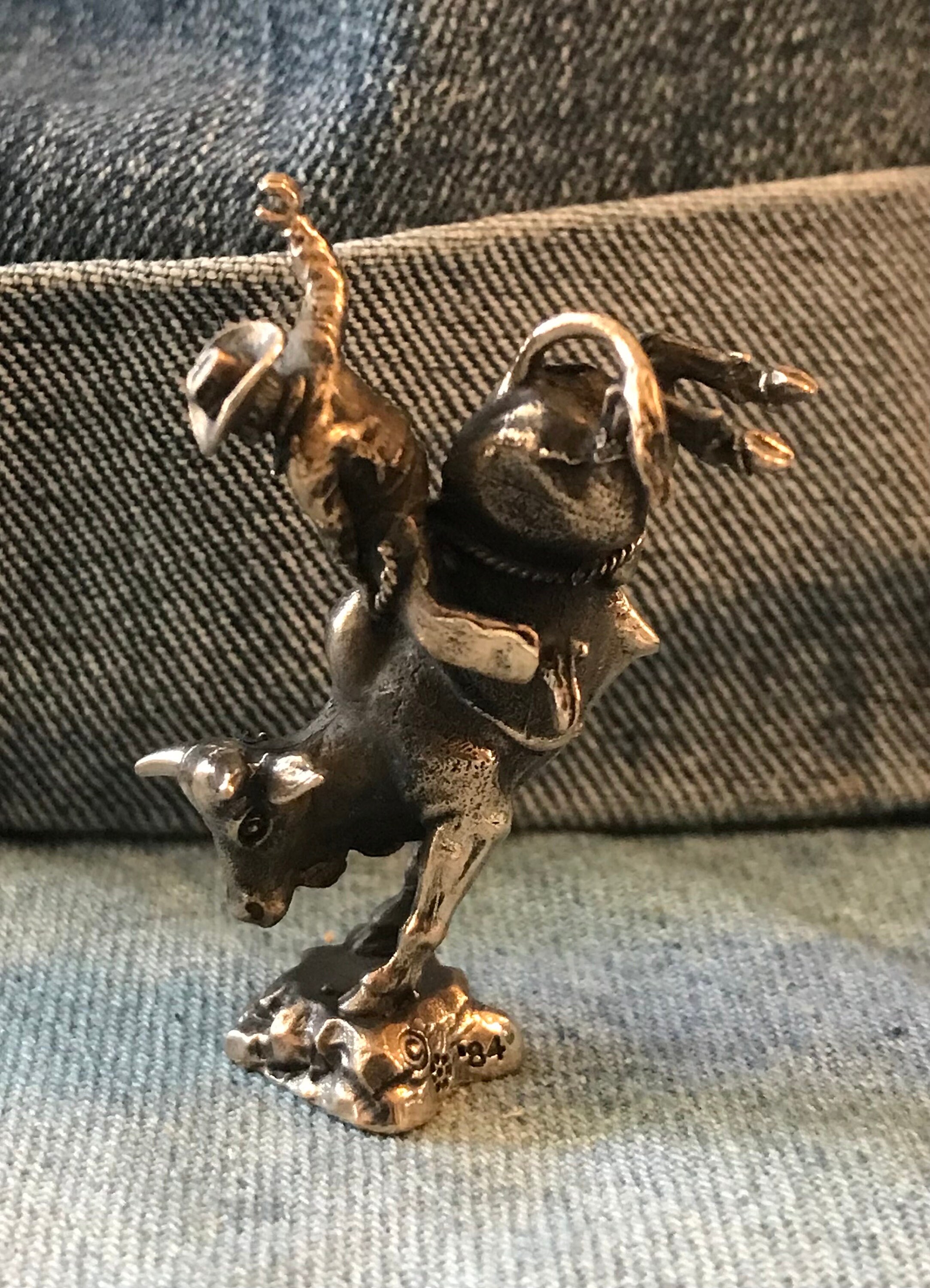 Solid Bronze Bull Rider Statue - Miniature - Etsy