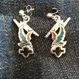 biker Silver  'Eagle w/ Turquoise Heart' earrings harley* motorcycle