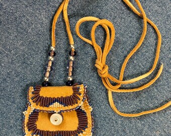Beaded Deerskin Leather Medicine Bag