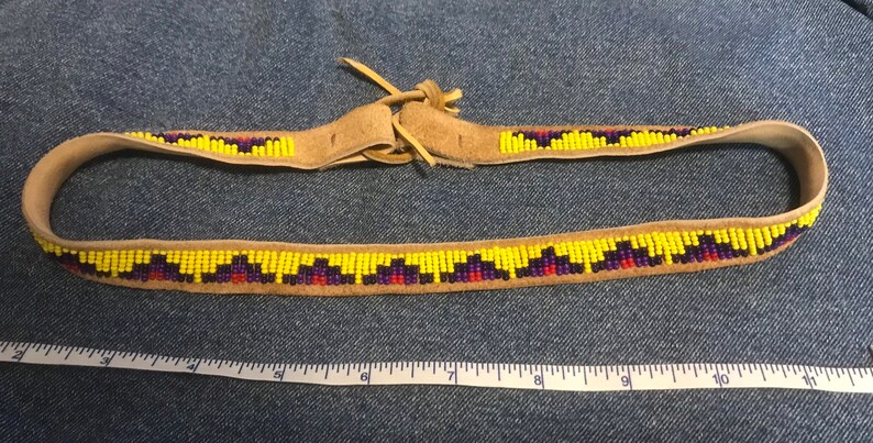 Blue Red Yellow Beaded Hatband Purple